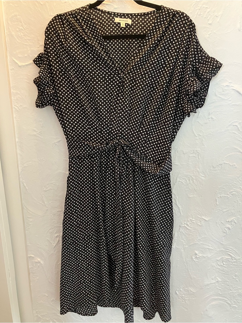 Max Studio Black Dress with White Polka Dots